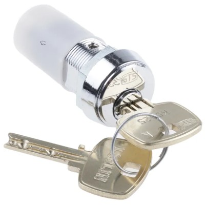 Lorlin DPDT Key Switch, 5A Contact Current, Flat 2-Way 90° Key, Steel Housing, DSL-6-S-S