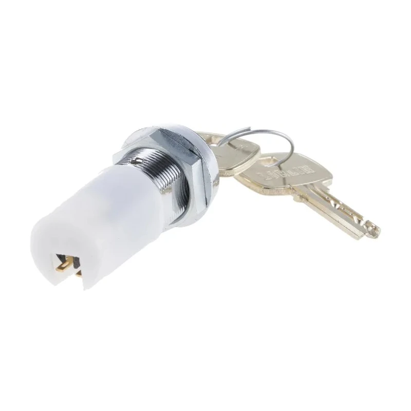 Lorlin DPDT Key Switch, 5A Contact Current, Flat 2-Way 90° Key, Steel Housing, DSL-6-S-S