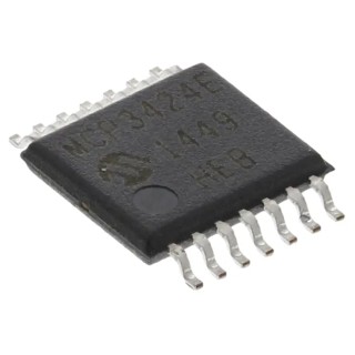 Microchip Delta Sigma 18 bit 4 ADCs ADC 4 sps Serial-I2C 14-Pin TSSOP MCP3424-E/ST