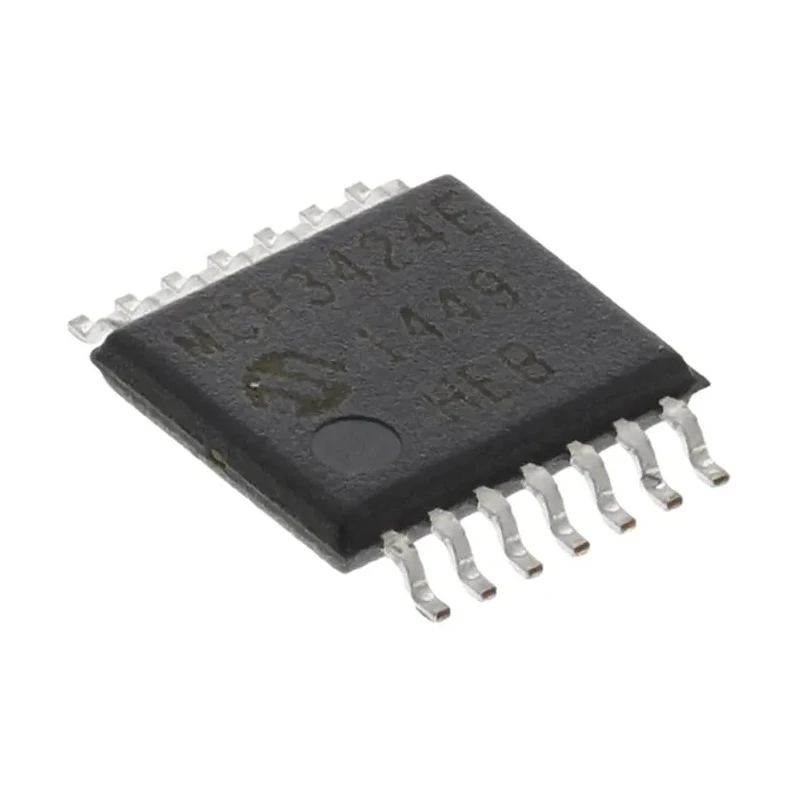 Microchip Delta Sigma 18 bit 4 ADCs ADC 4 sps Serial-I2C 14-Pin TSSOP MCP3424-E/ST