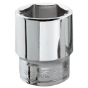 Facom 3/8 in Drive 19 mm 6 Point Square Socket, Chrome Vanadium Steel, 33mm Overall Length J.19H