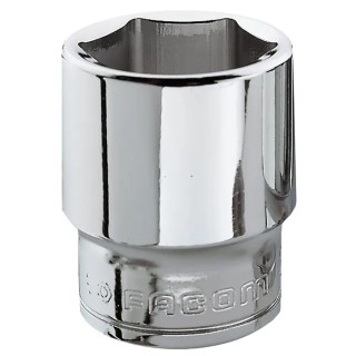 Facom 3/8 in Drive 19 mm 6 Point Square Socket, Chrome Vanadium Steel, 33mm Overall Length J.19H