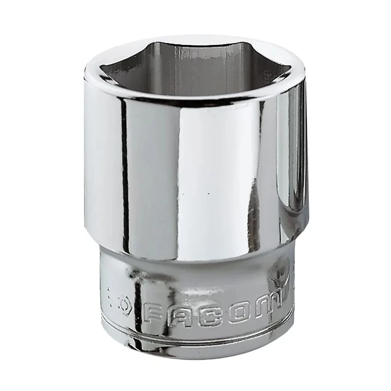 Facom 3/8 in Drive 19 mm 6 Point Square Socket, Chrome Vanadium Steel, 33mm Overall Length J.19H