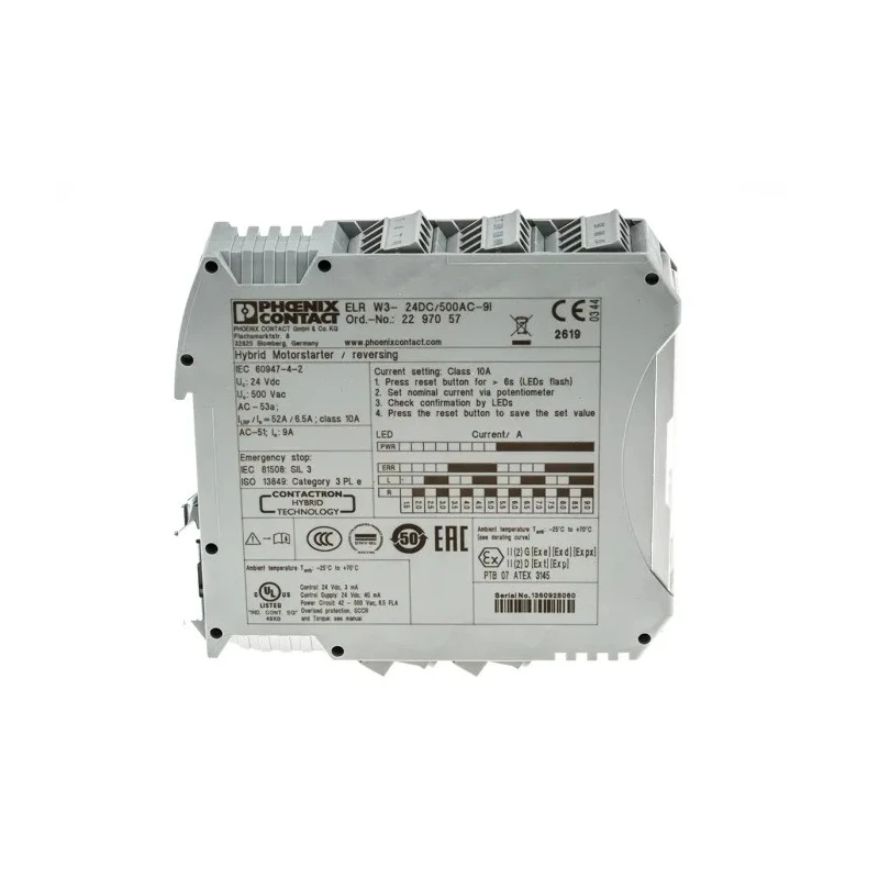 Phoenix Contact Motor Starter ELR W3-24DC, Reversible, 550V AC, 10 W Power, 3 Phase, IP20 W3-24DC