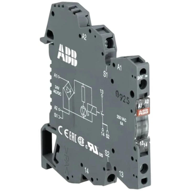 ABB R600 Series Interface Relay DIN Rail Mount SPDT Contact, 5V DC Coil, 40mA Coil Current 1SNA645036R2500 RB121PG-5VDC