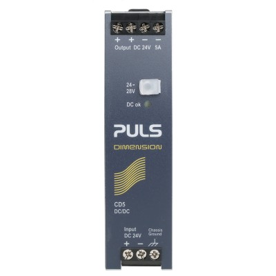 PULS DIMENSION-CD DC/DC Converter, 24V DC Output 5 A, 32.4V DC Input, DIN Rail Mount, 120 W, Max Temp 70 °C CD5.241