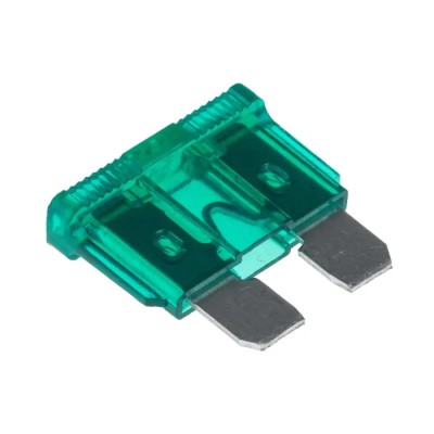 RS PRO 30A Green Car Fuse 32V DC Blade Type Regular PA66 Housing 18.5mm Height 5mm Width 563-766
