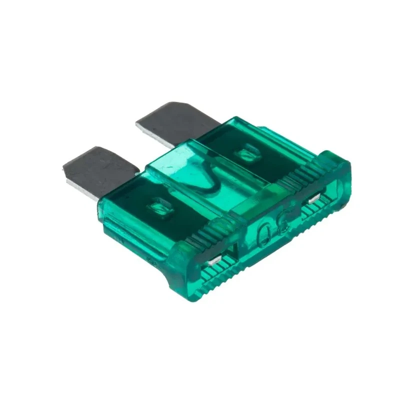 RS PRO 30A Green Car Fuse 32V DC Blade Type Regular PA66 Housing 18.5mm Height 5mm Width 563-766