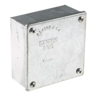 RS PRO Galvanised Steel Adaptable Box 100mm x 100mm x 50mm with 8 Knockouts 563-905