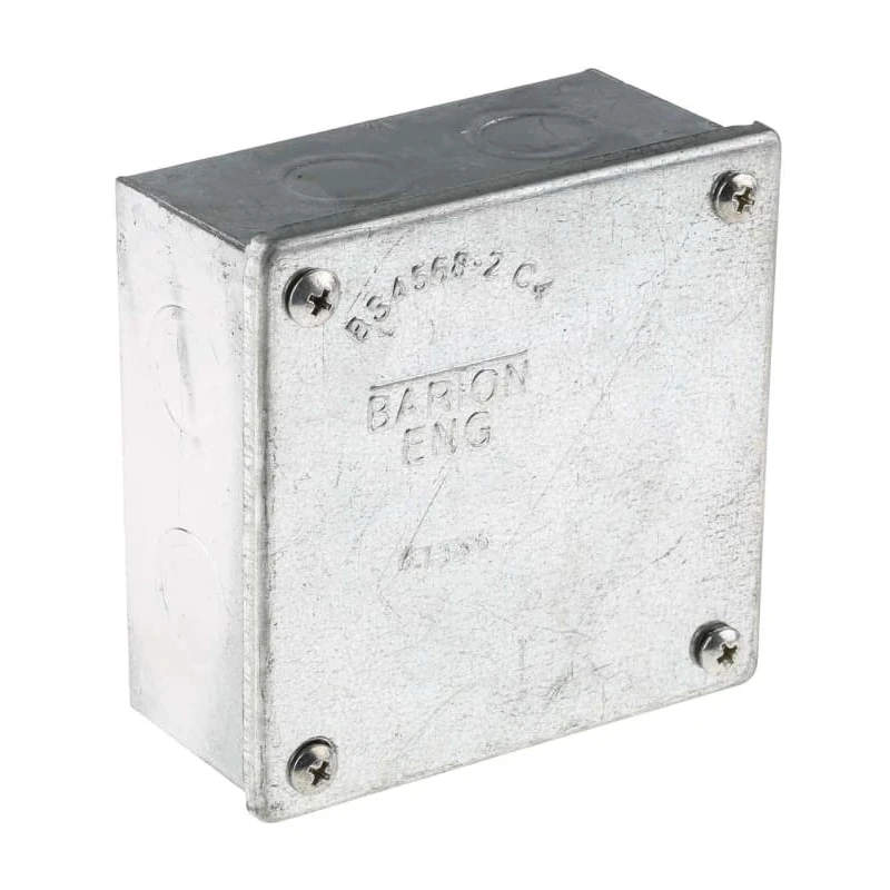RS PRO Galvanised Steel Adaptable Box 100mm x 100mm x 50mm with 8 Knockouts 563-905