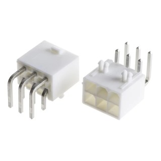 Molex Mini-Fit Jr Series Right Angle Through Hole PCB Header 6 Contacts 4.2 mm Pitch Shrouded 39-30-0060