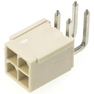 Molex Mini-Fit Jr Series Right Angle Through Hole PCB Header 4 Contacts 4.2 mm Pitch 2 Row Shrouded 87427-0402