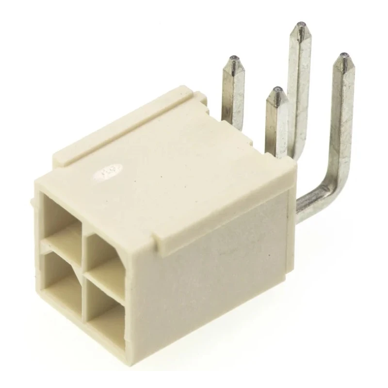 Molex Mini-Fit Jr Series Right Angle Through Hole PCB Header 4 Contacts 4.2 mm Pitch 2 Row Shrouded 87427-0402