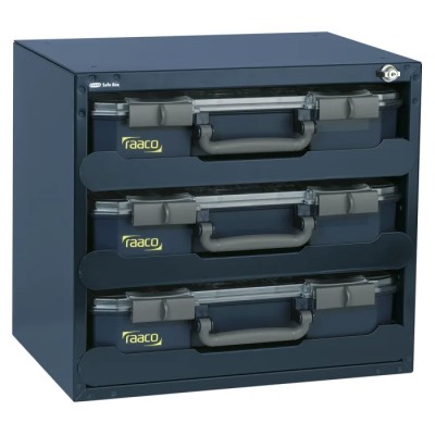 Raaco 3 Cell Blue Polypropylene Steel Polycarbonate Compartment Box 403 mm x 451 mm x 330 mm 136389
