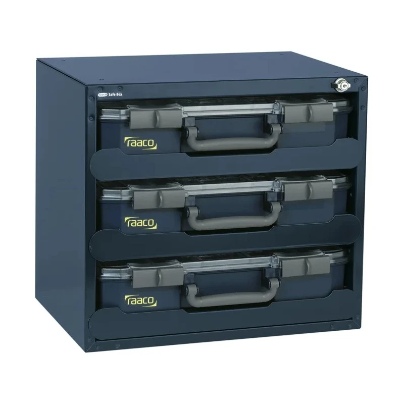 Raaco 3 Cell Blue Polypropylene Steel Polycarbonate Compartment Box 403 mm x 451 mm x 330 mm 136389