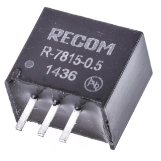 Recom Switching Regulator Through Hole 15V DC Output Voltage 500mA Output Current 2.5W Power R-7815-0.5