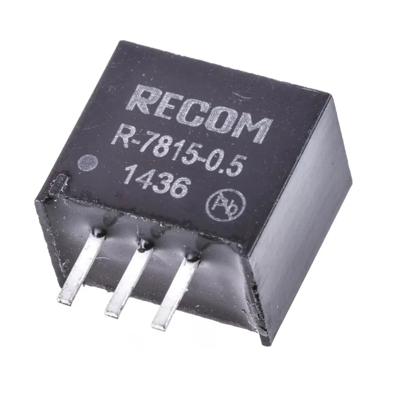 Recom Switching Regulator Through Hole 15V DC Output Voltage 500mA Output Current 2.5W Power R-7815-0.5