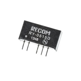 Recom Regulated Isolated Dual Output DC/DC Converter 15 V 33 mA 1 W Through Hole SIP-7 RY-0515D