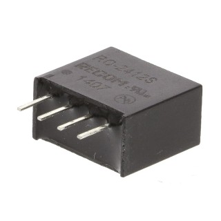 Recom DC/DC Converter 12V DC Output 83mA, 24V DC Input, 1W Power, Through Hole Mounting, 6-Pin RO-2412S