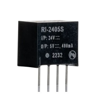 Recom DC/DC Converter, 5V DC, 400mA Output, 24V DC Input, 2W Power, Through Hole 4-Pin SIP Package RI-2405S