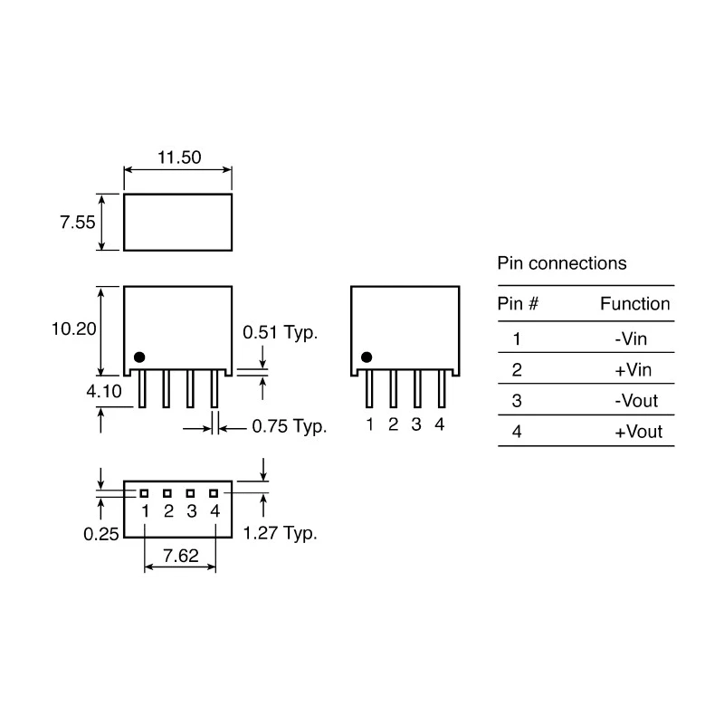 Recom DC/DC Converter 15V Output, 133mA, 24V DC Input, 2W Power, Through Hole Mount RI-2415S