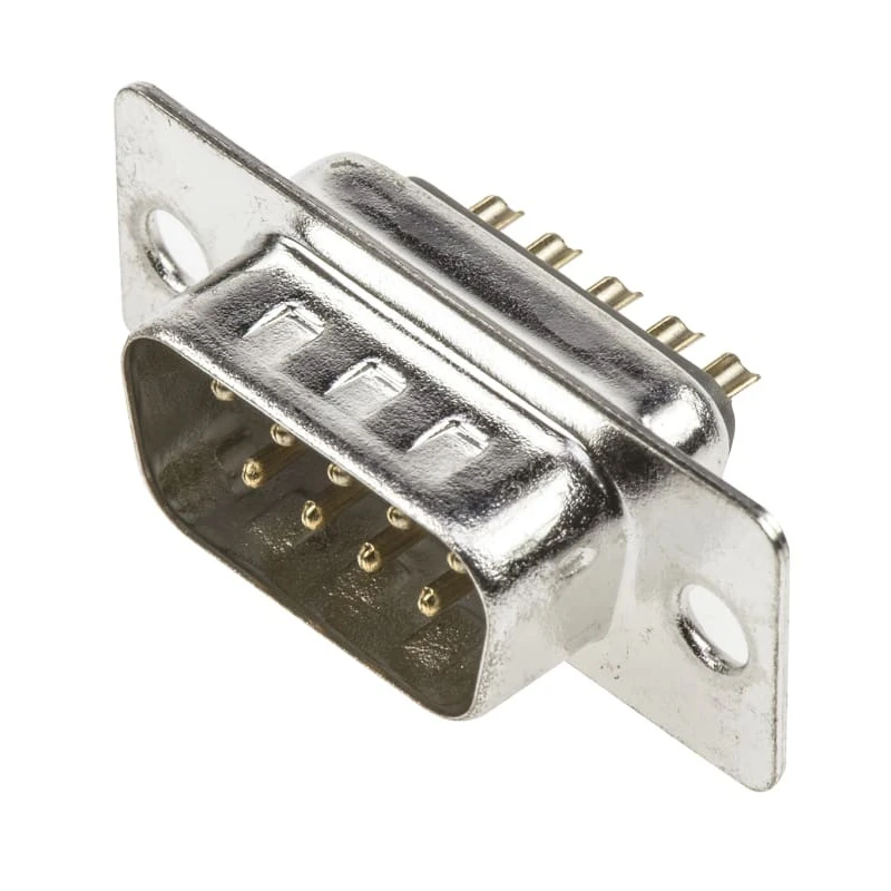 ASSMANN WSW 9 Way Straight Panel Mount D-Sub Connector Metal Housing Brass Contact Gold Plating 500V 3A A-DS 09 LL/G