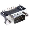 RS PRO 9 Way Right Angle 2.77 mm Pitch Through Hole D-Sub Connector Male with 4 to 40 UNC Screw Lock A-DS 09 A/KG-T2