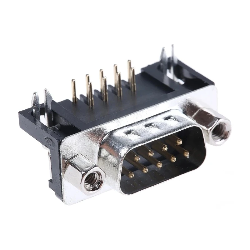 RS PRO 9 Way Right Angle 2.77 mm Pitch Through Hole D-Sub Connector Male with 4 to 40 UNC Screw Lock A-DS 09 A/KG-T2
