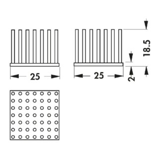 Fischer Elektronik Universal Square Aluminium Heatsink Black Anodised 5.2K/W 25 mm x 25 mm x 18.5 mm ICK S 25x25x18,5