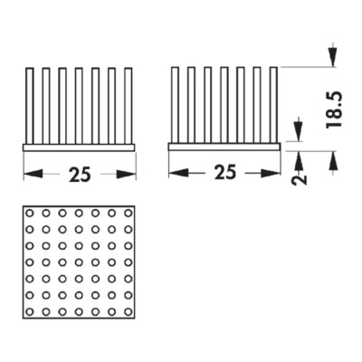 Fischer Elektronik Universal Square Aluminium Heatsink Black Anodised 5.2K/W 25 mm x 25 mm x 18.5 mm ICK S 25x25x18,5