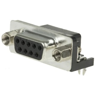 RS PRO D-Sub Right Angle 9 Way Through Hole Connector 2.77 mm Pitch 250V A-DF 09 A/KG-T2