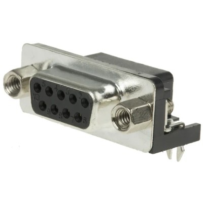 RS PRO D-Sub Right Angle 9 Way Through Hole Connector 2.77 mm Pitch 250V A-DF 09 A/KG-T2