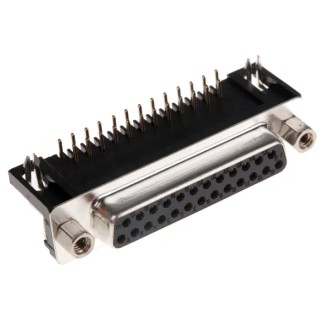 ASSMANN WSW D-Sub Connector Right Angle 25 Contacts 2.77 mm Pitch Through Hole 4 to 40 UNC Screw Lock Female A-DF 25 A/KG-T1