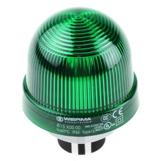 Werma EM 815 Series Green Beacon 230V AC/DC Steady Panel Incandescent Bulb IP65 IP65