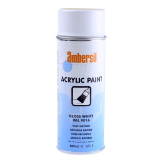 Ambersil Acrylic-Based White Gloss Spray Paint 400 ml Can with RAL 9016 Finish 31653-AD