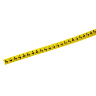 HellermannTyton Helagrip Slide-On Cable Marker, Pre-Printed Legend "4", Yellow PVC, 2mm-5mm Cable Diameter, 3.5mm HGDC2-5