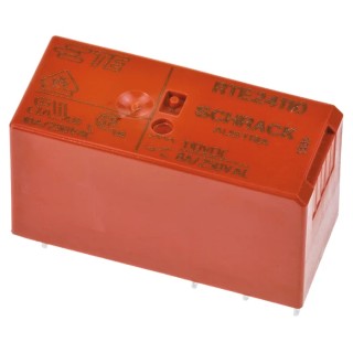 TE Connectivity PCB Power Relay 110V DC Coil 8A Switching Current DPDT RTE24110