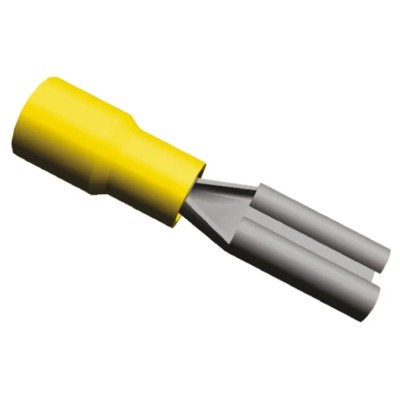 TE Connectivity PIDG FASTON .110 Yellow Insulated Female Spade Connector Crimp, 2.79 x 0.79 mm Tab Size, 26 AWG to 165619-2