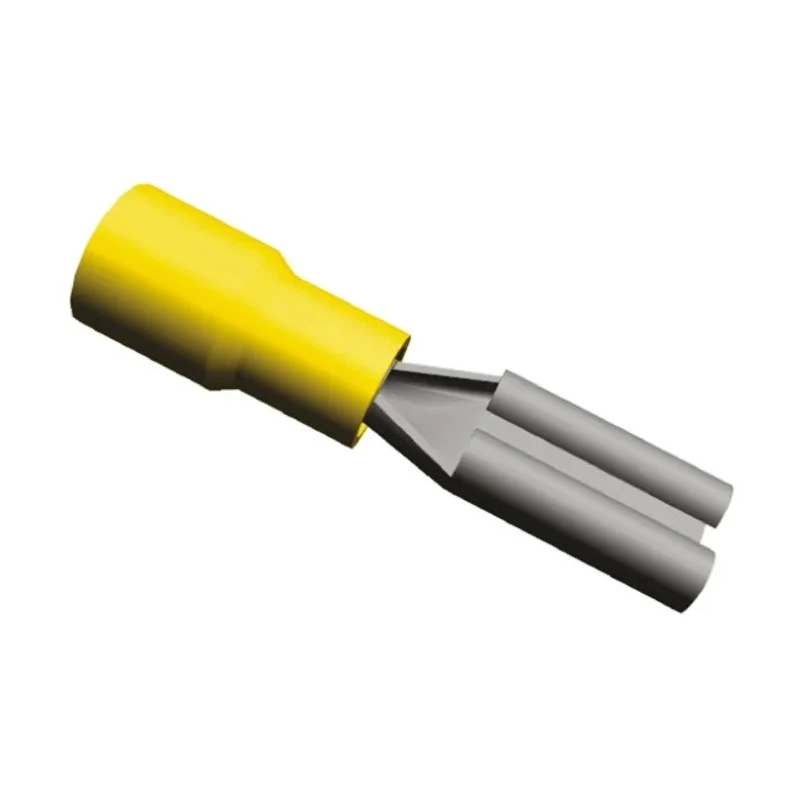 TE Connectivity PIDG FASTON .110 Yellow Insulated Female Spade Connector Crimp, 2.79 x 0.79 mm Tab Size, 26 AWG to 165619-2