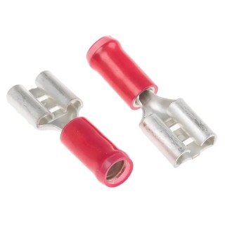 TE Connectivity PIDG FASTON .250 Red Insulated Female Spade Connector Crimp 6.35 x 0.81 mm Tab Size 9-160583-5