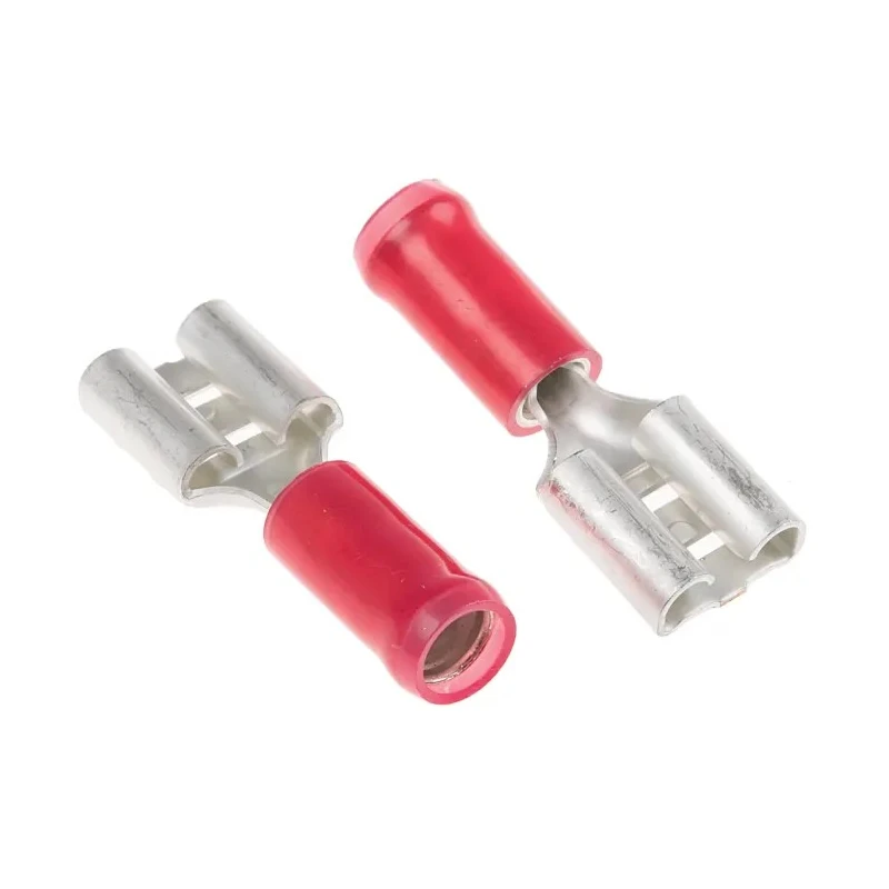 TE Connectivity PIDG FASTON .250 Red Insulated Female Spade Connector Crimp 6.35 x 0.81 mm Tab Size 9-160583-5