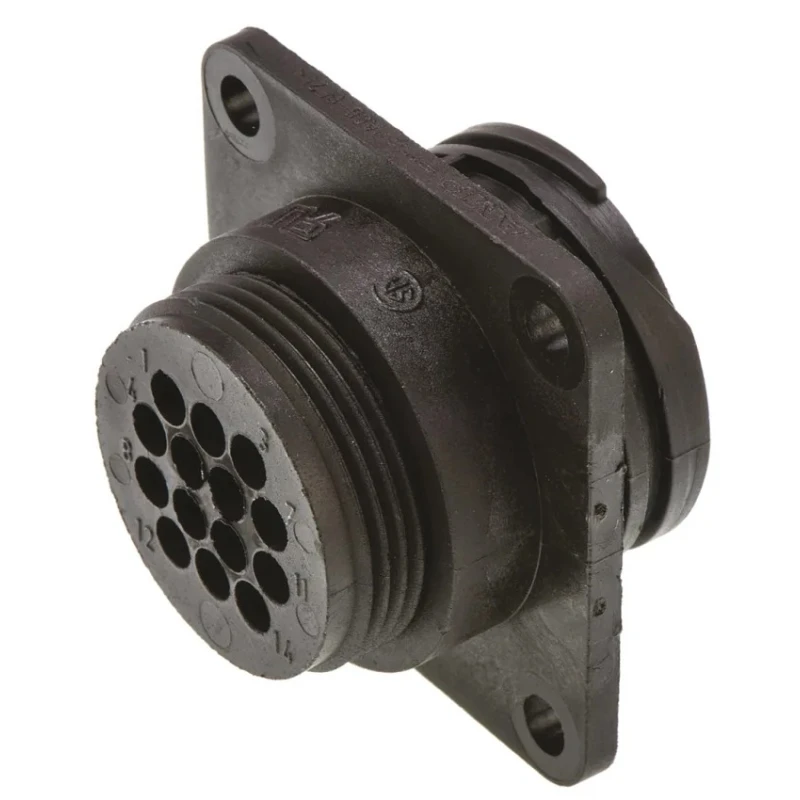 TE Connectivity CPC Straight 14 Way Panel Circular Connector Female Black Thermoplastic Housing Threaded Mount 182641-1