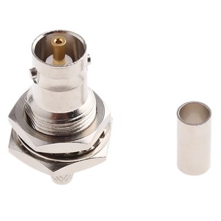 TE Connectivity BNC Series Panel Mount Female Coaxial Connector 50 Ω, Straight Body Crimp 1-1337433-0