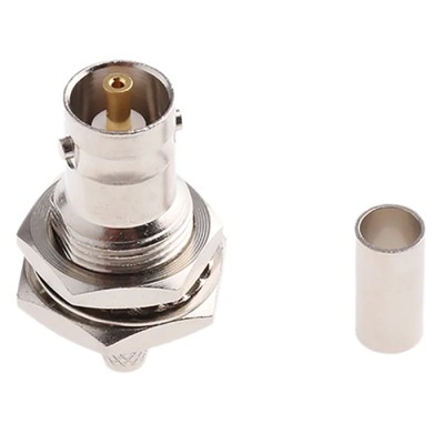 TE Connectivity BNC Series Panel Mount Female Coaxial Connector 50 Ω, Straight Body Crimp 1-1337433-0