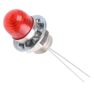 CAMDENBOSS Red Panel Mount Indicator with Prominent Bezel, 6.5 mm Mount Hole, LED, 15mA Current IND509213-LED-T/RD