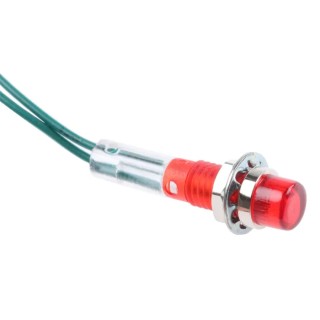 CAMDENBOSS Red Panel Mount Indicator 28V 25mA Lead Wire Termination Chrome Bezel Prominent Mount IND515205-2825-T/RD