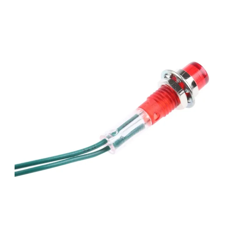 CAMDENBOSS Red Panel Mount Indicator 28V 25mA Lead Wire Termination Chrome Bezel Prominent Mount IND515205-2825-T/RD