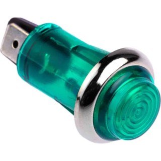 CAMDENBOSS Green Panel Mount Indicator 504 Series, 13 mm Mount Hole Size, Solder Tab Termination, 240V IND504203-240-T/GRN