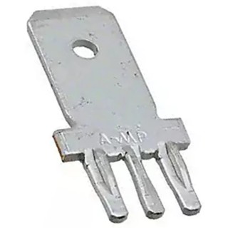 TE Connectivity Faston Black Uninsulated Male Spade Connector, Solder Type, 0.81 x 6.35 mm Tab Size 216843-1