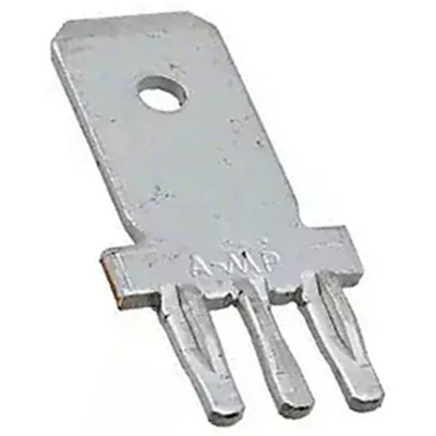 TE Connectivity Faston Black Uninsulated Male Spade Connector, Solder Type, 0.81 x 6.35 mm Tab Size 216843-1